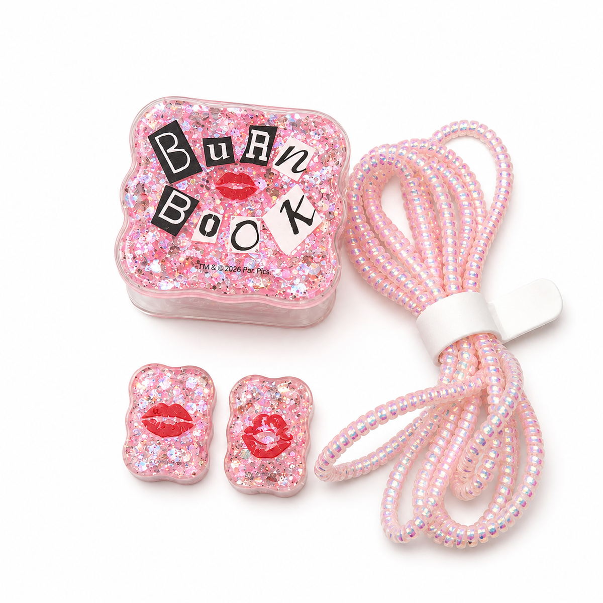 Set Protectores Cable Mean Girls Burn Book Glitter Correa