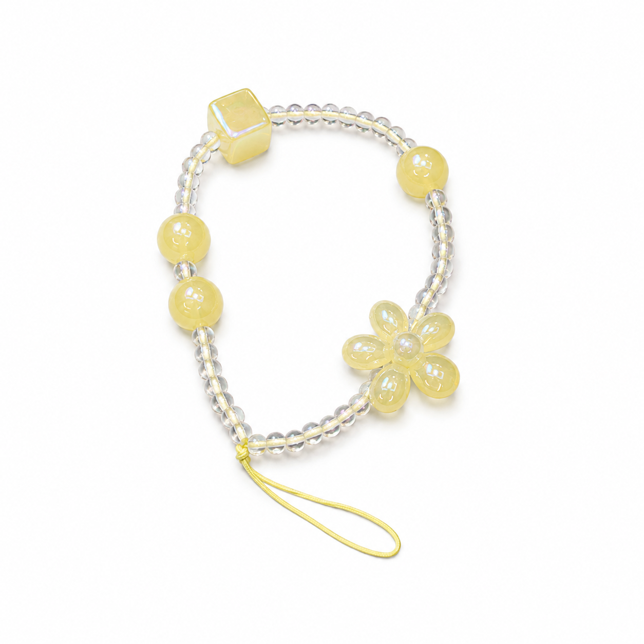 Charm Correa Pulsera Cuentas Flor y Cubo Jelly para Celular
