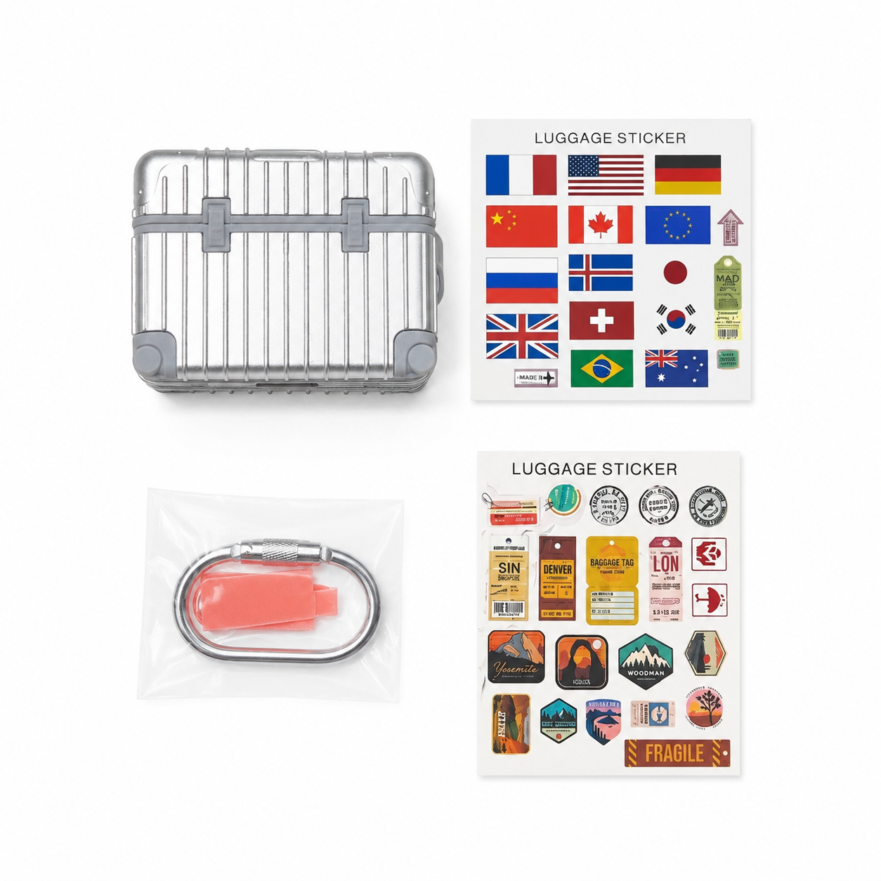 Funda AirPods Pro 2 Maleta con Stickers y Carabiner