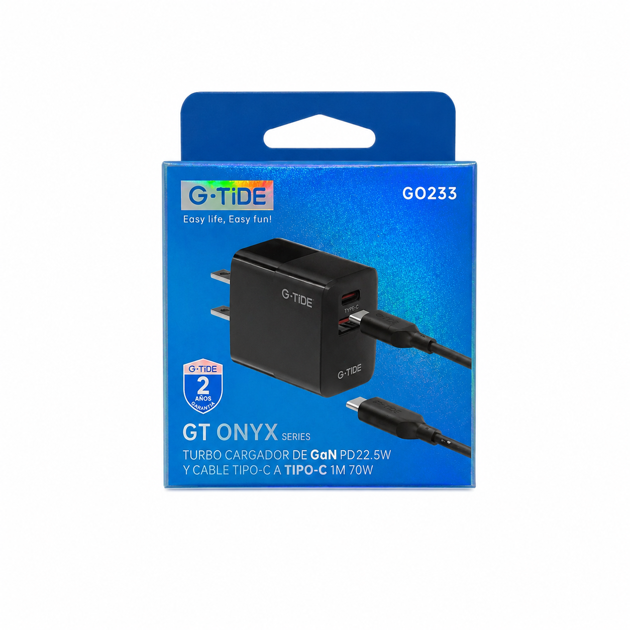 Cargador G-TiDE GaN 22.5W + Cable Tipo C 70W 1M