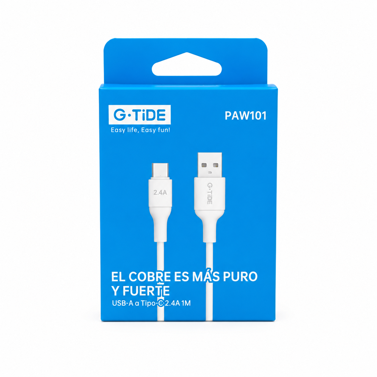 Cable G-TiDE USB-A a Tipo C 2.4A 1M PAW101