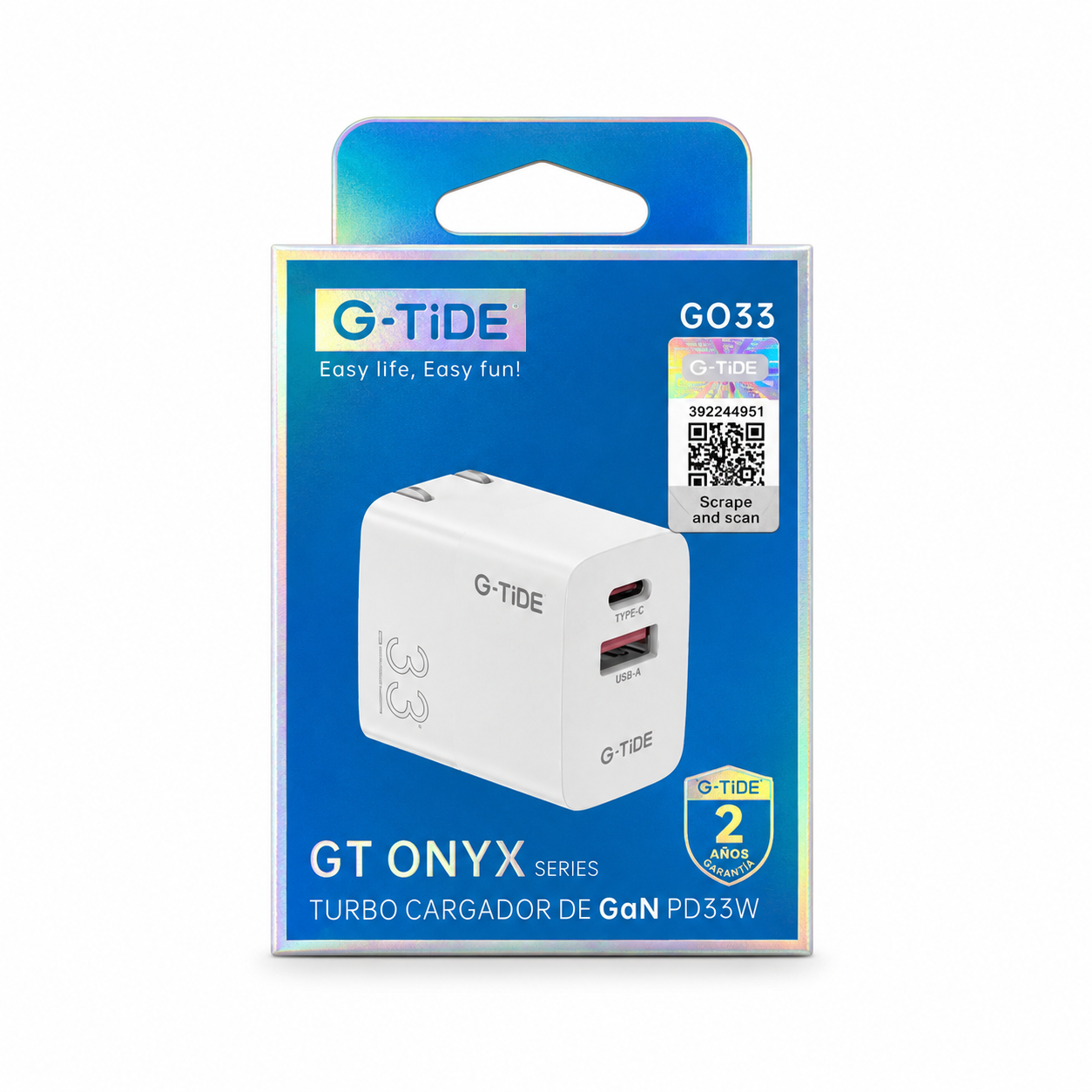 Cargador G-TiDE GaN 33W PD Doble Puerto GO33 Onyx