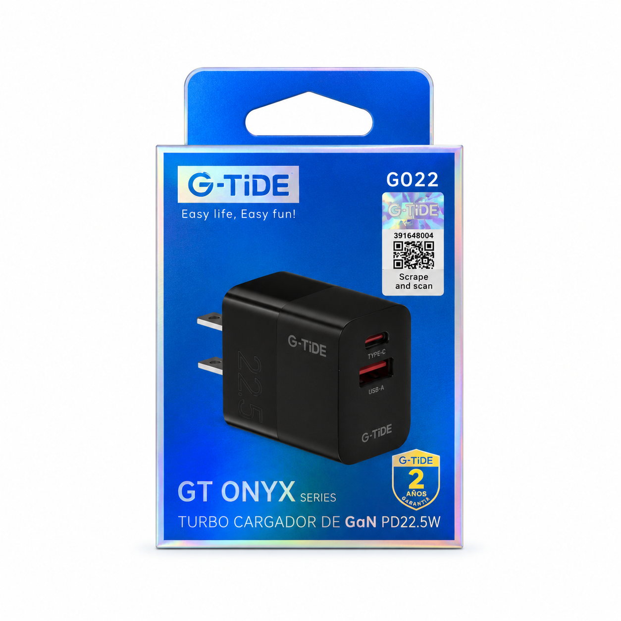Cargador G-TiDE GaN 22.5W PD Doble Puerto G022 Onyx