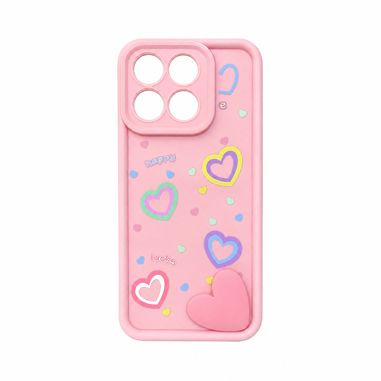 Funda Silicona Corazones 3D Happy Lucky Moto G56