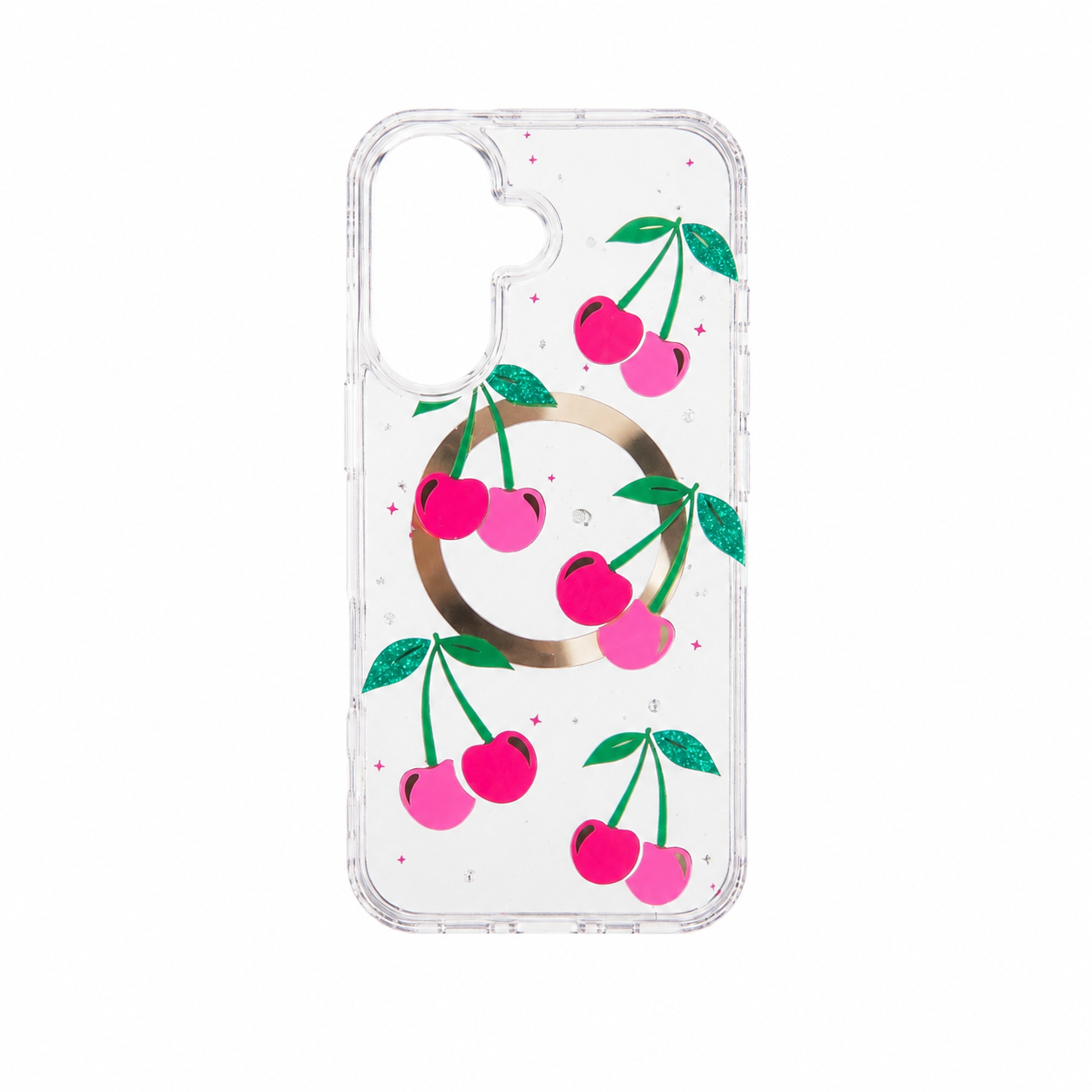 Funda Transparente Cerezas MagSafe Glitter Samsung A37