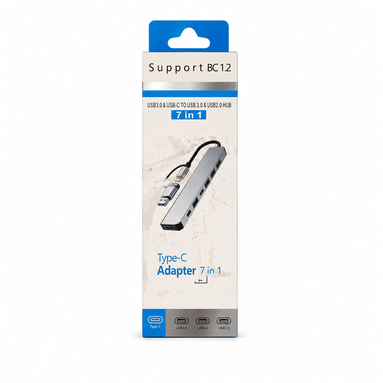 Hub USB-C 7 en 1 USB 3.0 y 2.0 Support BC 1.2