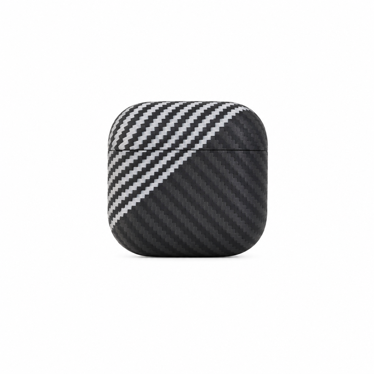 Funda AirPods 4 Fibra Carbono Bicolor Textura Diagonal