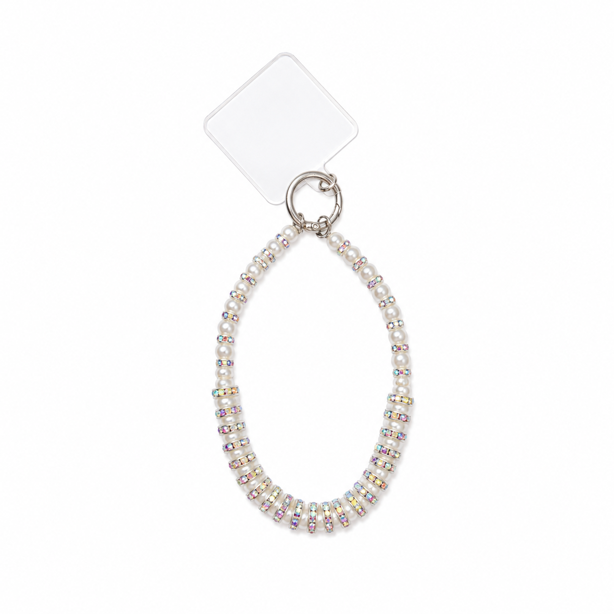 Pulsera Celular Perlas Rondelas Iridiscentes Universal