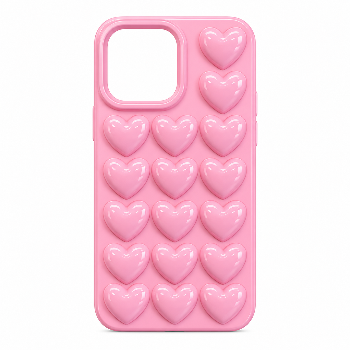 Funda Rosa Corazones 3D en Relieve Pop It iPhone 14 Pro Max