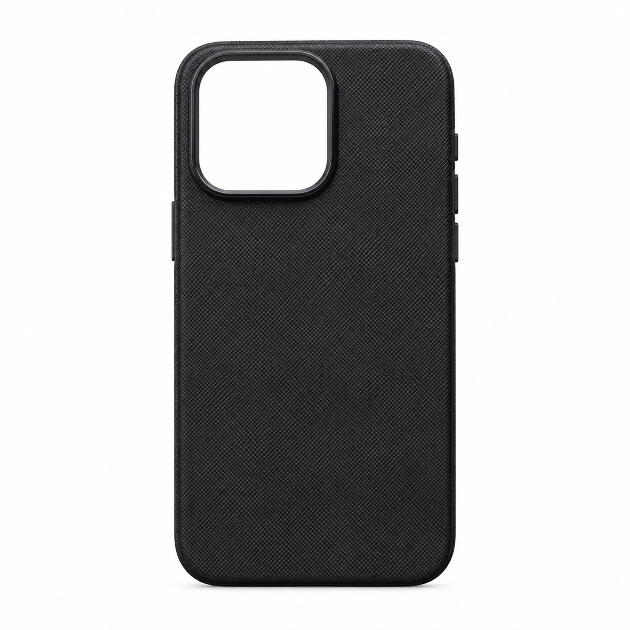 Funda Textura Saffiano Negra Marco Cámara iPhone 15 Pro