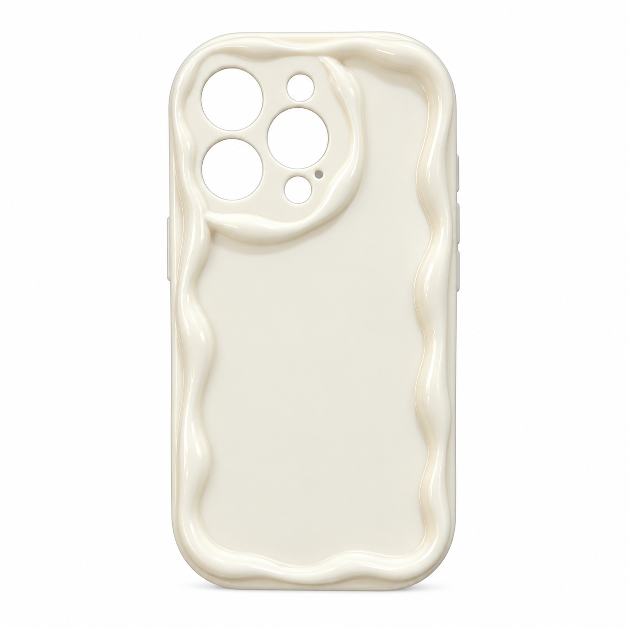 Funda Beige Borde Ondulado Efecto Crema iPhone 15 Pro