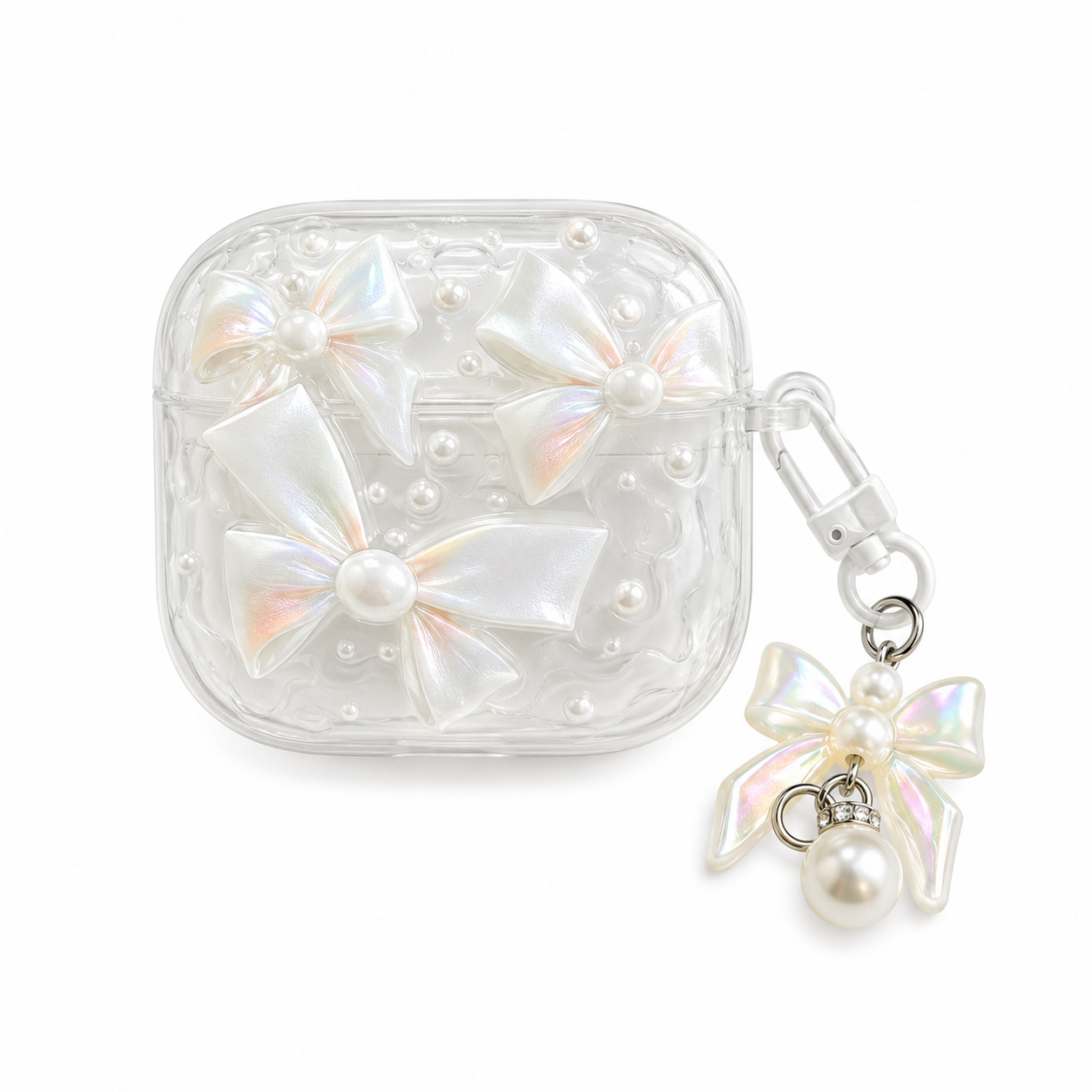 Funda Transparente con Moños y Llavero para Galaxy Buds 4 / 4 Pro