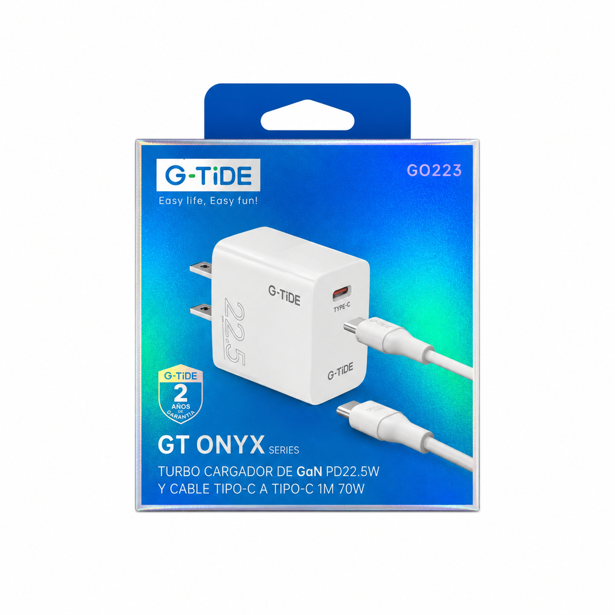 Cargador G-TiDE GaN 22.5W GO223 + Cable Tipo C 70W