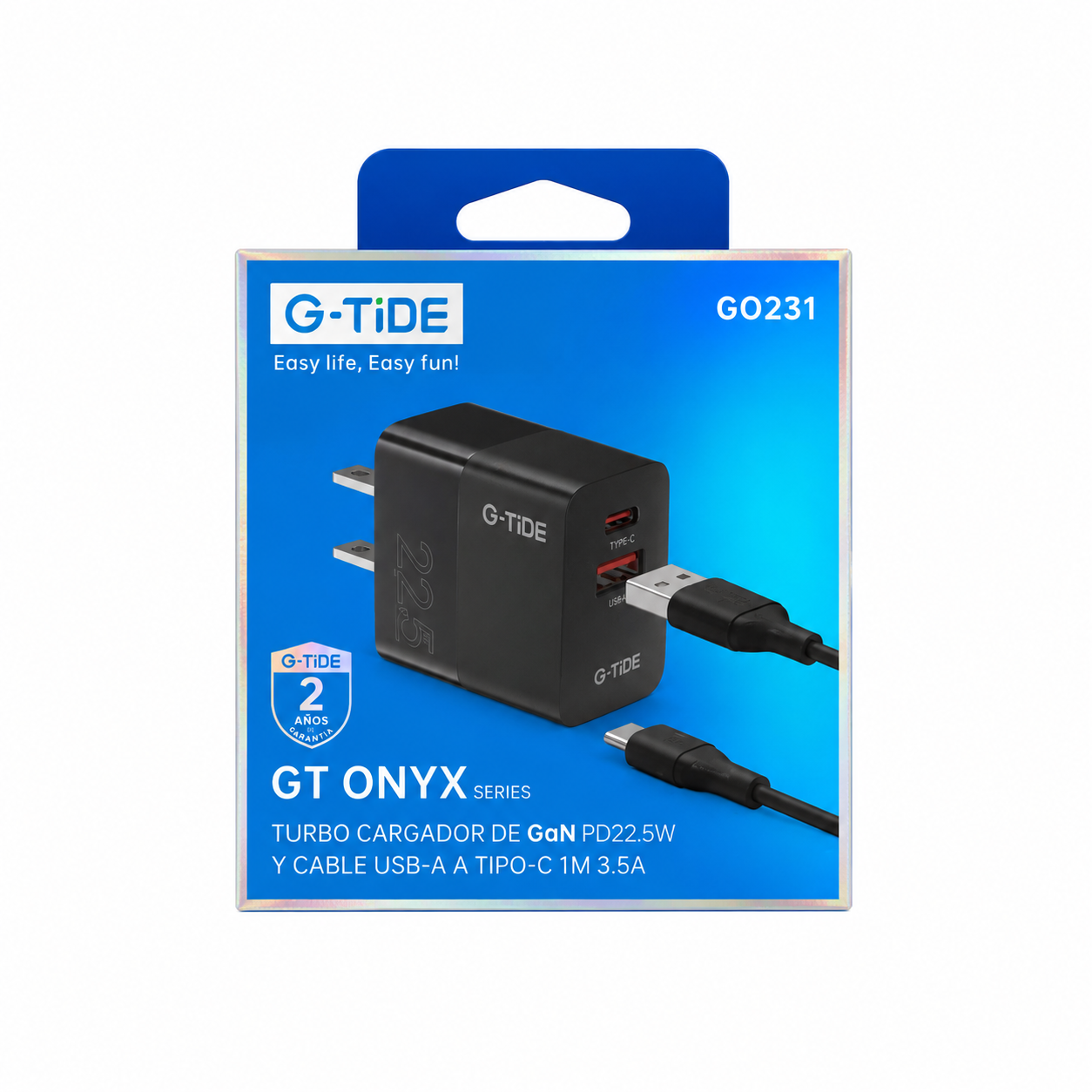 Cargador G-TiDE GaN 22.5W GO231 + Cable USB-A Tipo C