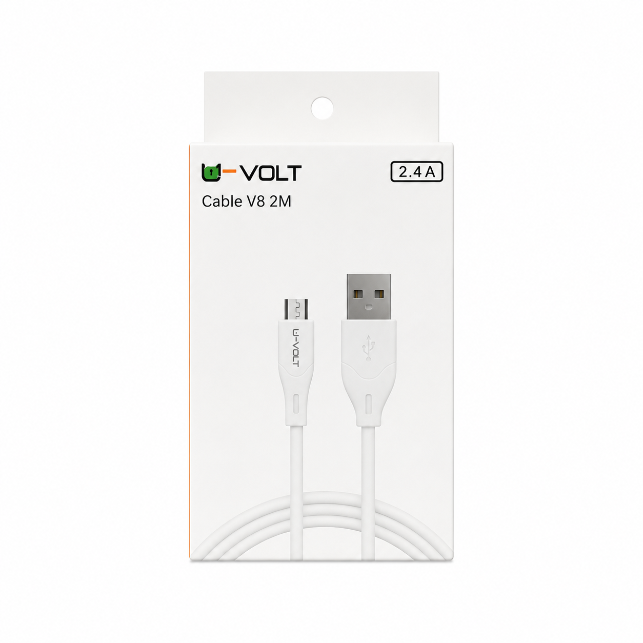 Cable U-Volt USB-A a Micro USB V8 2.4A 2M