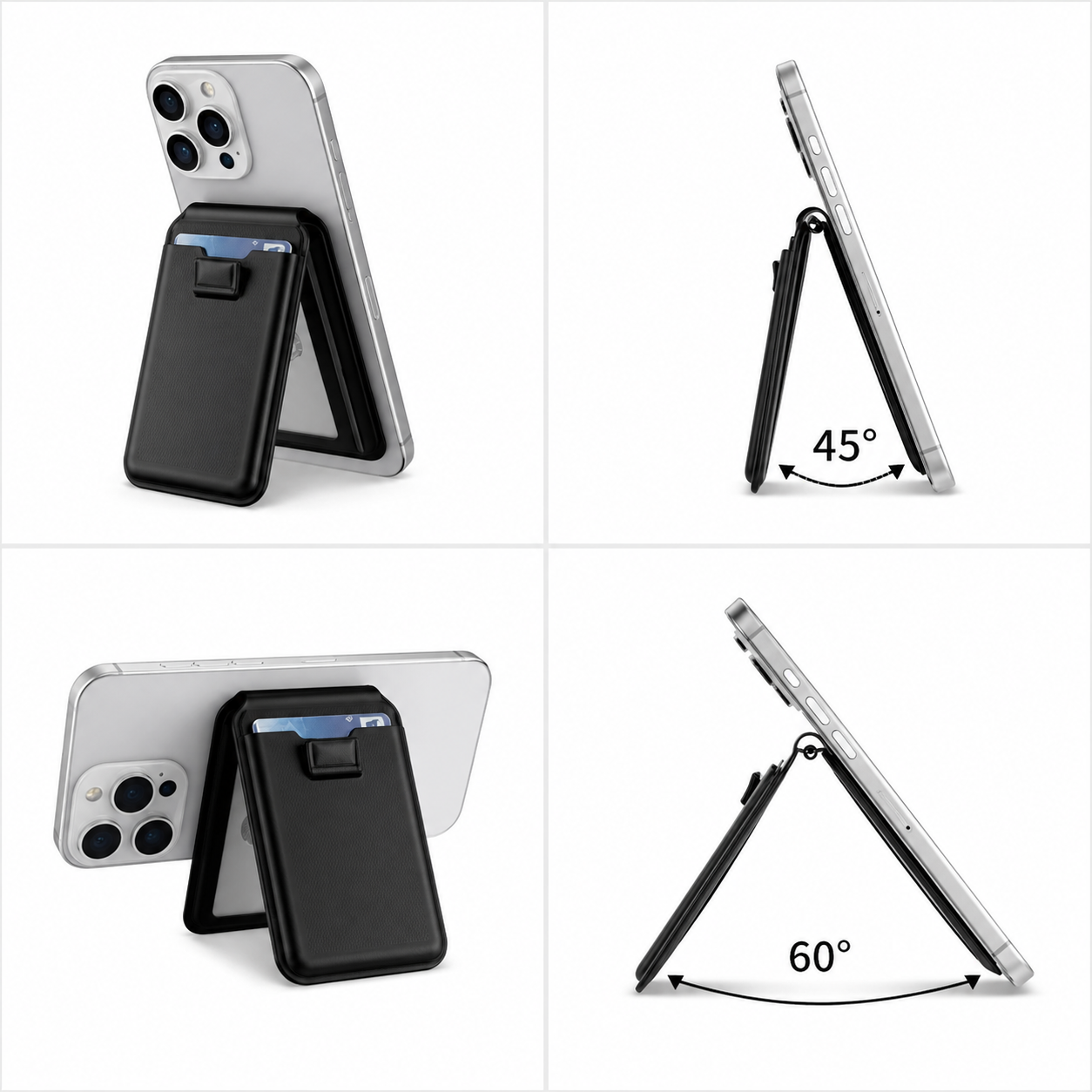 Tarjetero Magnético de Piel con Soporte Multiposición para iPhone