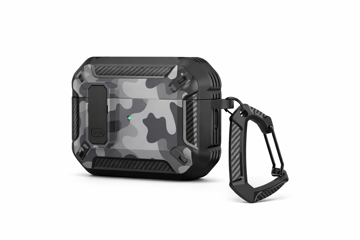 Funda Táctica Rugerizada Camuflaje AirPods Pro 2 con Clip