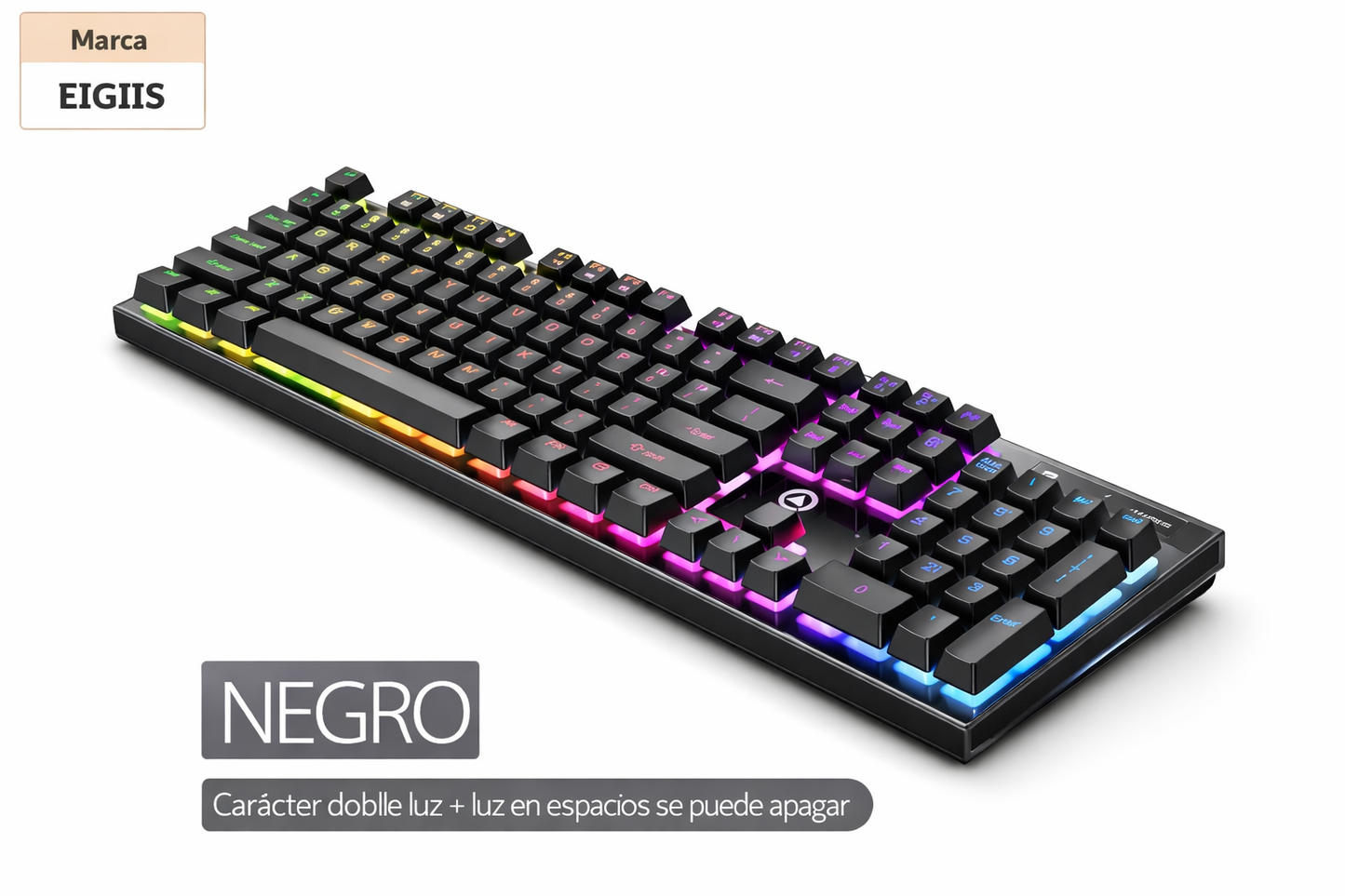 Teclado Mecánico EIGIIS Pro – Retroiluminación LED Multicolor y Sensación Táctica Premium