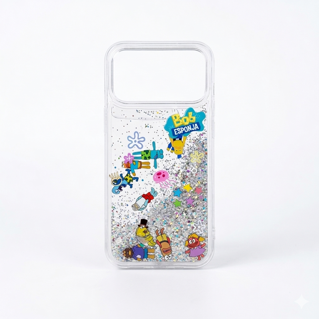 Funda Bob Esponja Glitter para iPhone 17 Pro Max