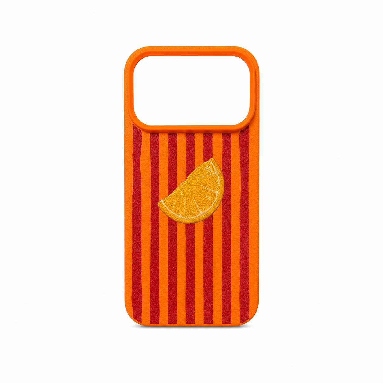 Funda Canvas Rayas Bordado Naranja para iPhone 17 Pro