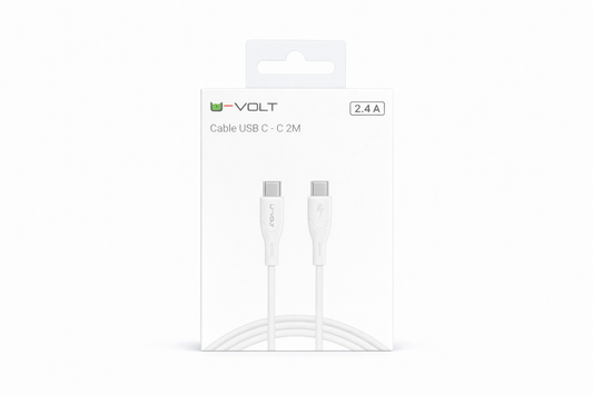 Cable USB-C a USB-C V-VOLT 2 m | Carga Rápida 2.4A y Datos