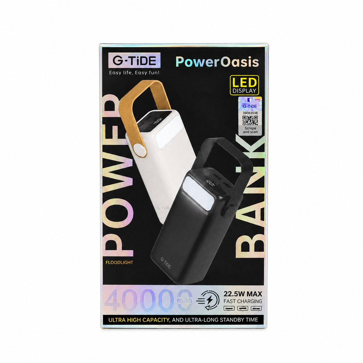 Powerbank 40000mAh G-Tide PowerOasis 22.5W Linterna LED