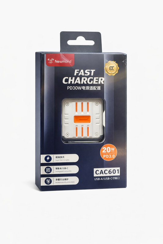 Cargador de Pared Dual USB-A y USB-C PD 30W