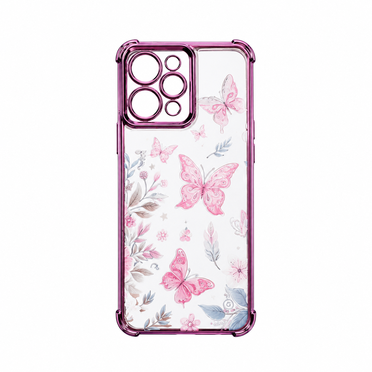 Funda Transparente con Mariposas y Bordes para Redmi 12