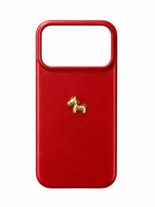 Funda Textura Piel con Emblema Dorado para iPhone 17 Pro Max