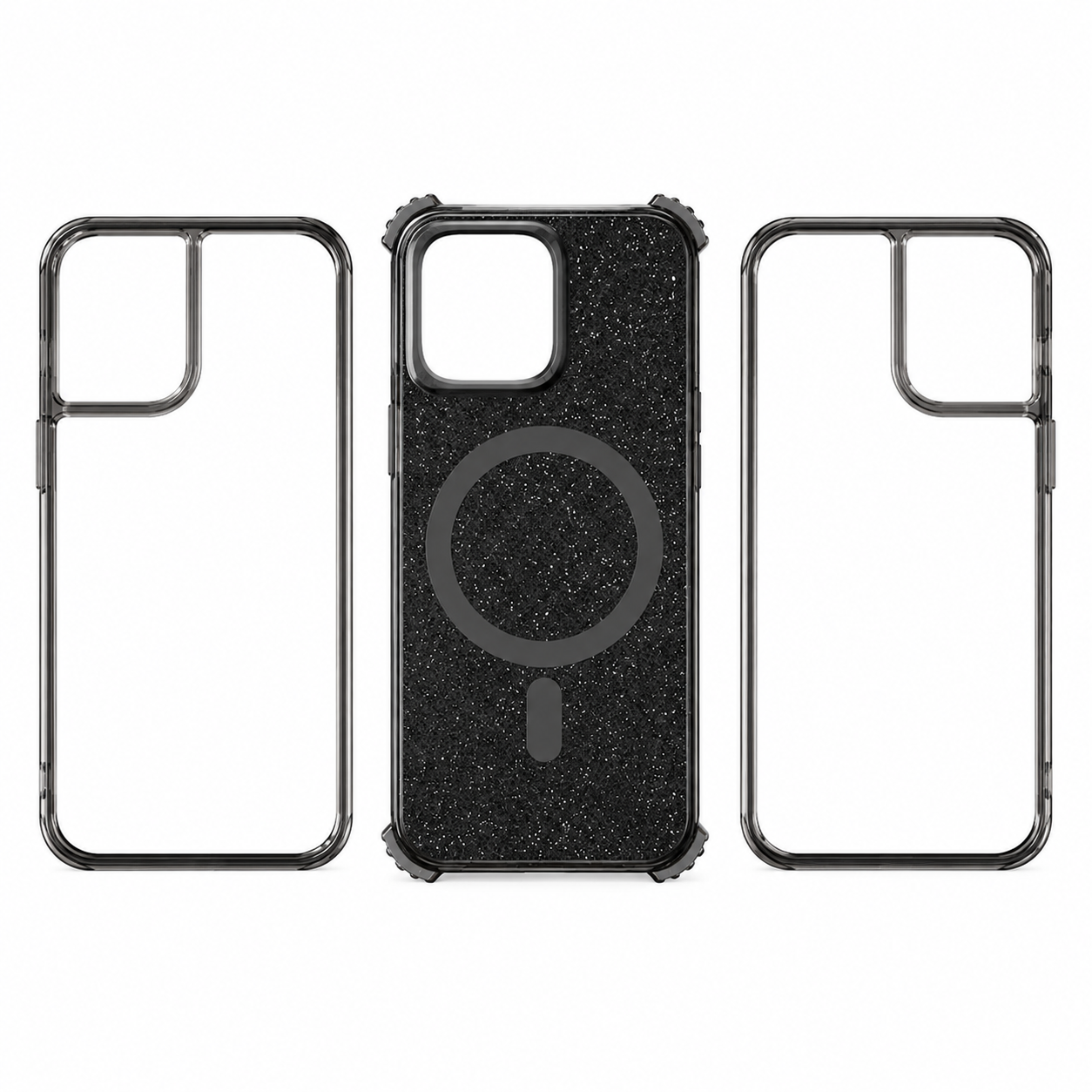 Funda 3 Piezas MagSafe Glitter Antigolpe para iPhone 16e/17e