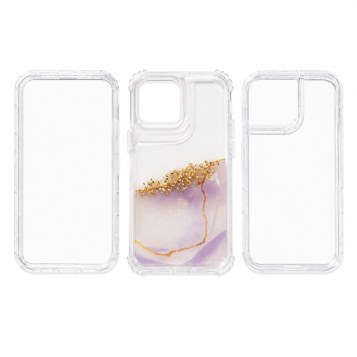 Funda 3 Piezas Mármol Gold Antigolpe para iPhone 13 Pro Max