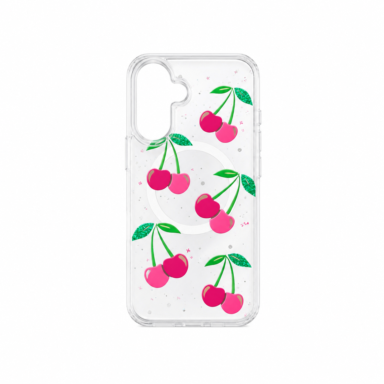 Funda Cristal Glitter Cerezas Magnético para Samsung A57