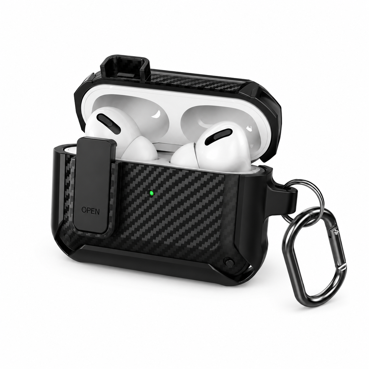 Funda Rugged Carbon Fiber Carabiner para AirPods Pro 3