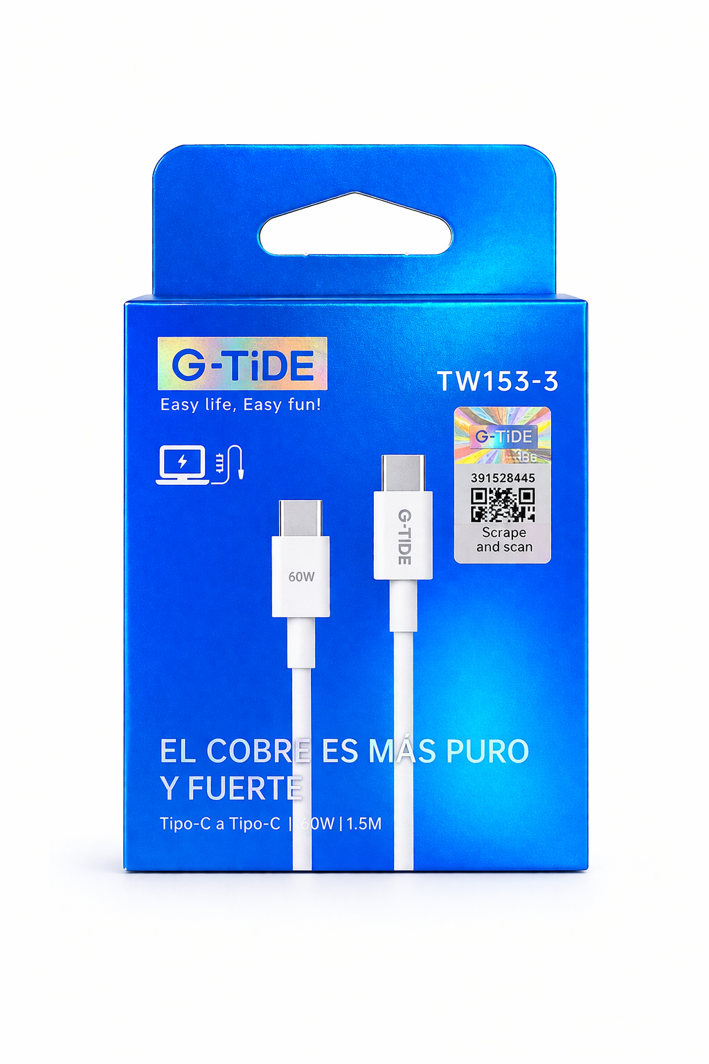 Cable de Carga Rápida 60W USB-C a USB-C
