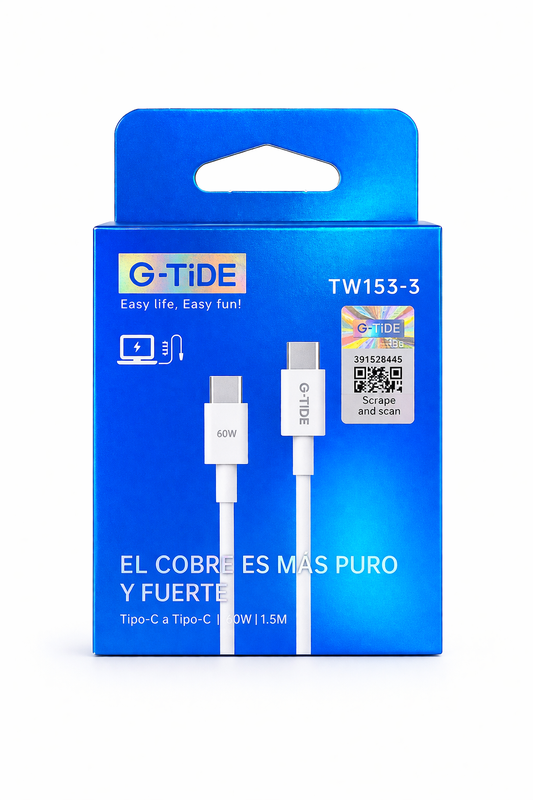 Cable de Carga Rápida 60W USB-C a USB-C