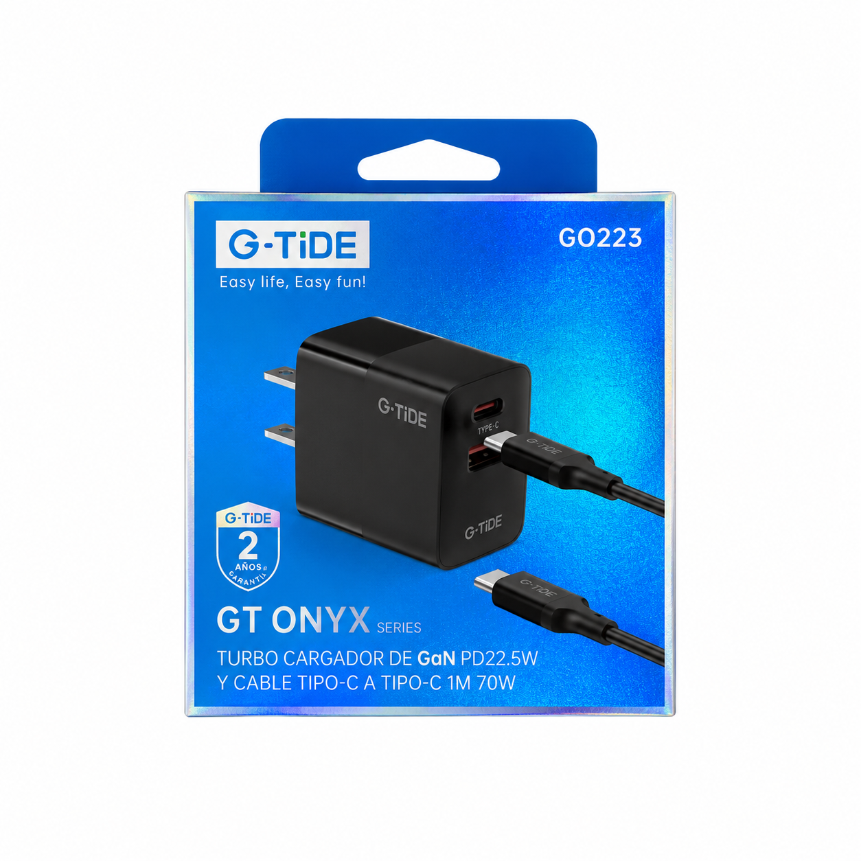 Cargador G-TiDE GaN 22.5W GO223 + Cable Tipo C 70W