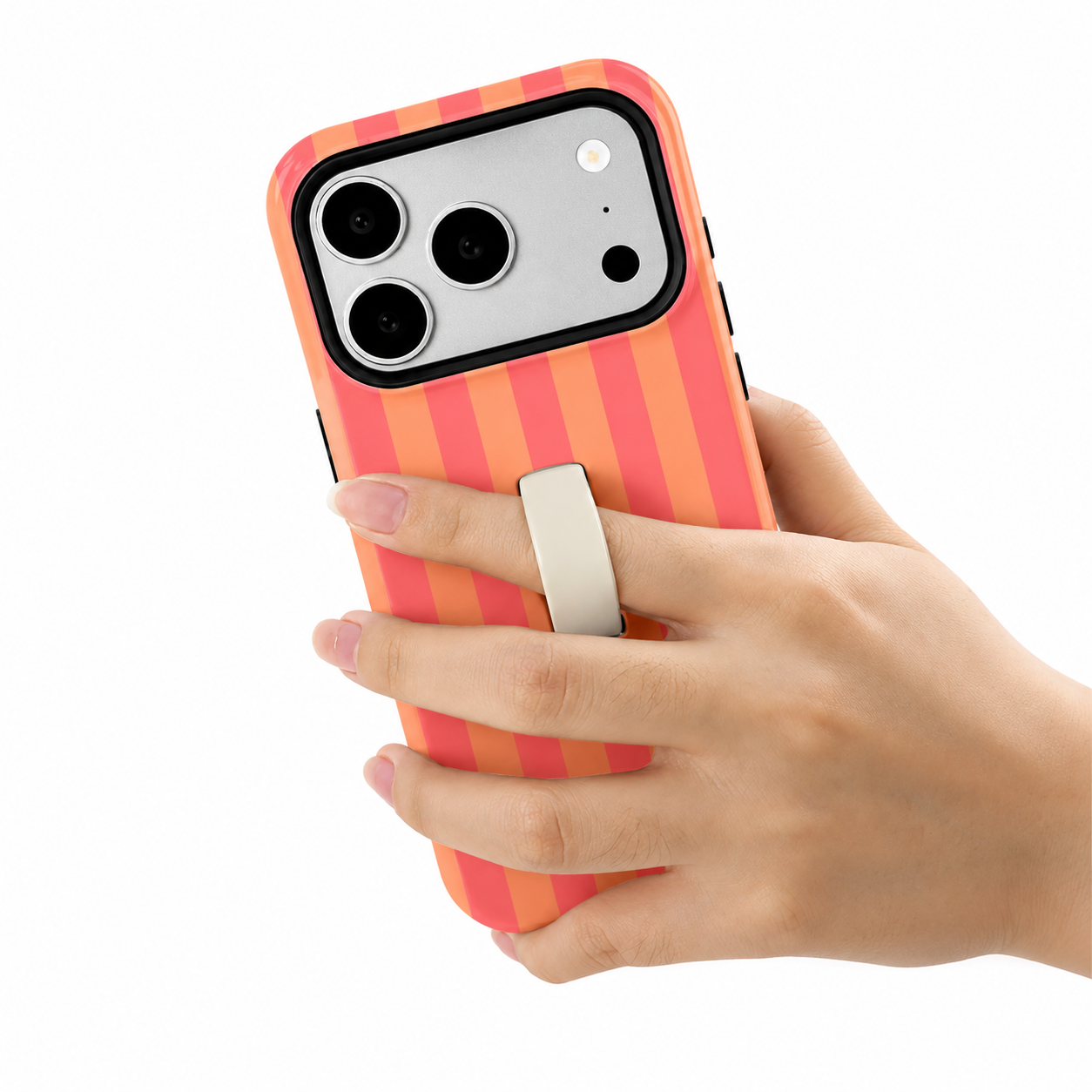 Funda Rayas con Porta Dedos Strap para iPhone 17 Pro