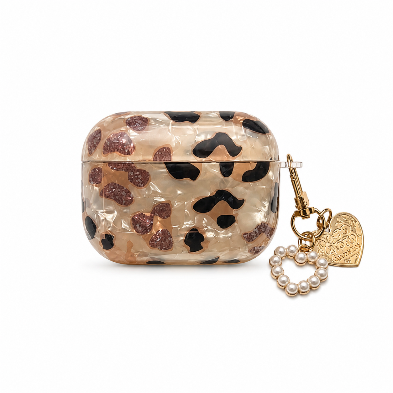 Funda AirPods Pro 3 Leopard Glitter con Charms Dorados