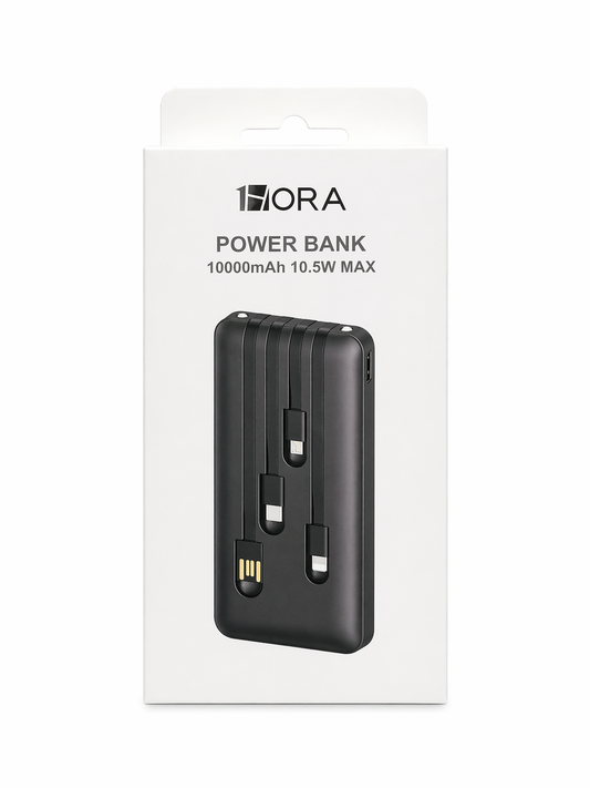 Power Bank 10000mAh con Cables Integrados para Celular