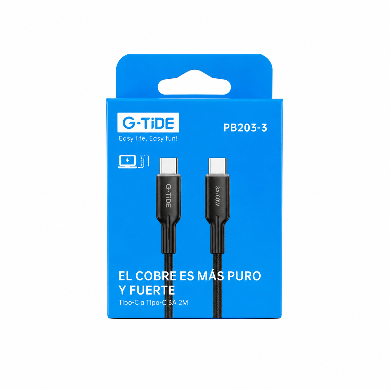 Cable G-TiDE Tipo C a Tipo C 60W 3A 2M PB203-3