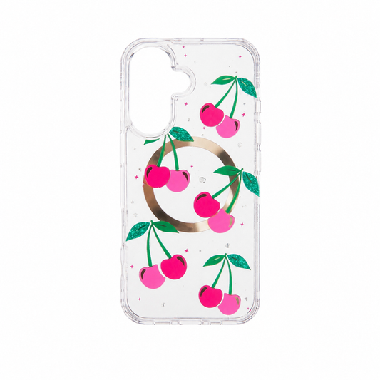 Funda Transparente Cerezas MagSafe Glitter Samsung A37