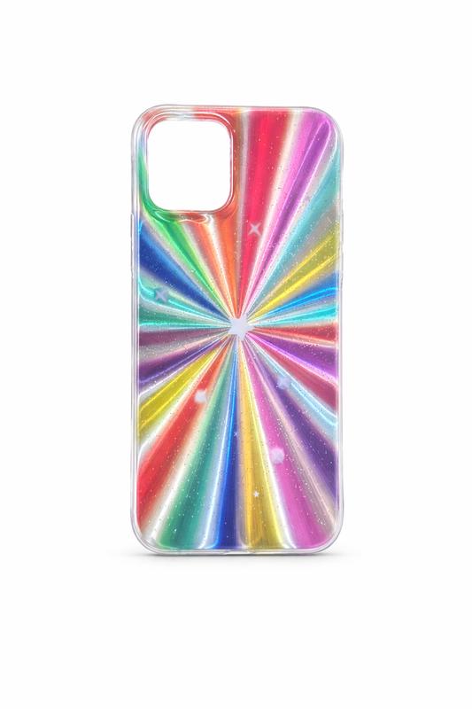 Funda Rainbow Starburst con Glitter para iPhone 12 / 12 Pro