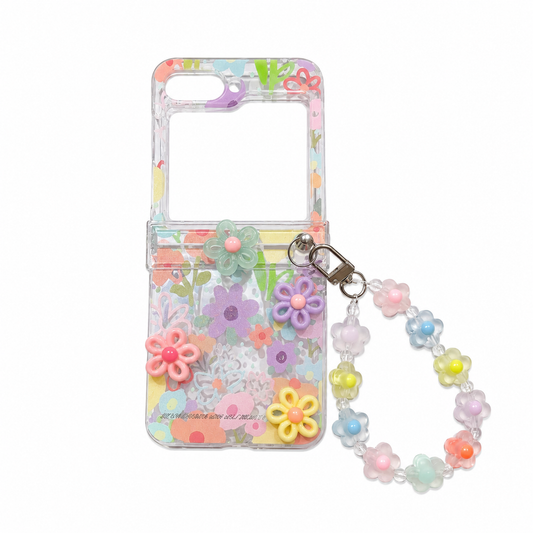 Funda Crystal Flores 3D Pulsera para Samsung Z Flip 6