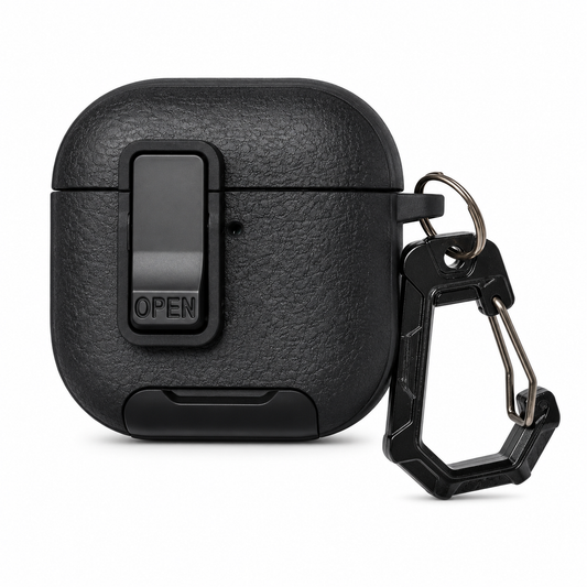 Funda Piel Cierre OPEN Mosquetón Táctico para AirPods 4