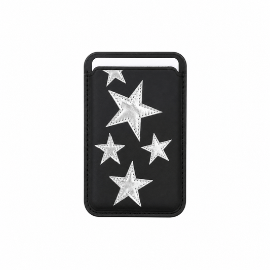 Tarjetero MagSafe Magnético Estrellas Metálicas Relieve iPhone