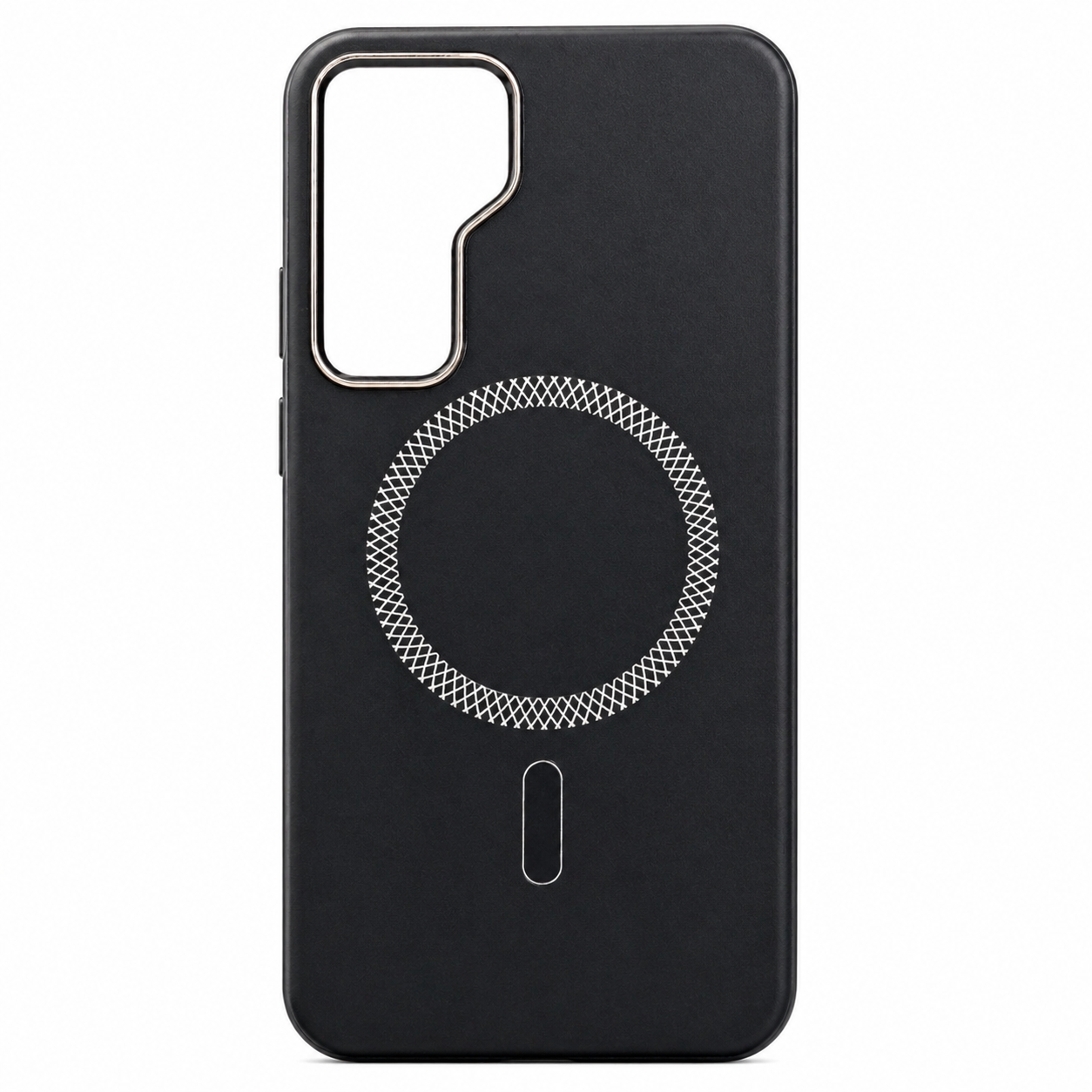 Funda Leather Case MagSafe con Borde Cromado para Samsung A36 / A56