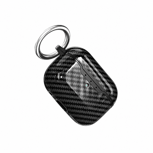 Funda AirPods Pro 2 Fibra Carbono Clear Anillo Mosquetón