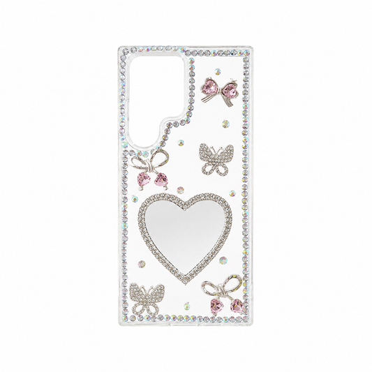 Funda Espejo Corazón Mariposas 3D para Samsung S23 Ultra