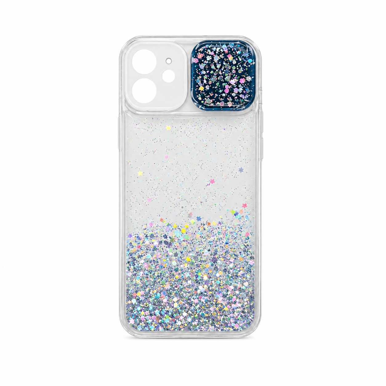 Funda Glitter Líquido Estrellas Tapa Cámara para iPhone 12
