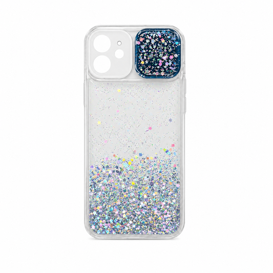 Funda Glitter Líquido Estrellas Tapa Cámara para iPhone 12